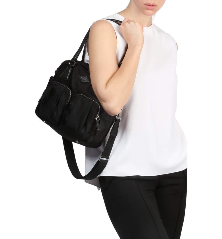 MZ WALLACE 'Small Roxy' Bedford Nylon Shoulder Bag, Alternate, color, BLACK