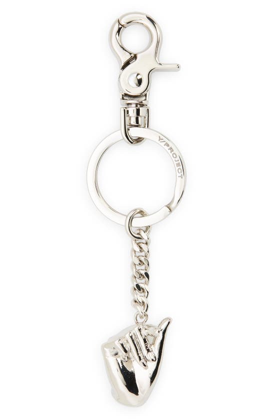Shop Y/project Mini Finger Heart Key Ring In Silver