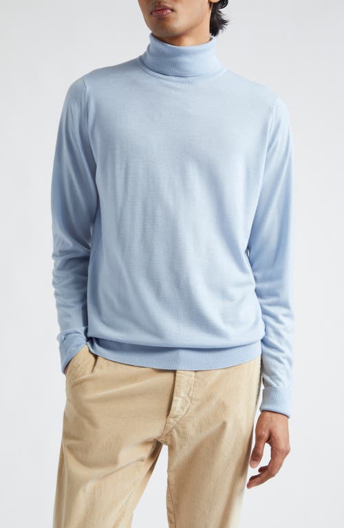 John Smedley Richard Turtleneck Merino Wool Sweater in Blue Haze 