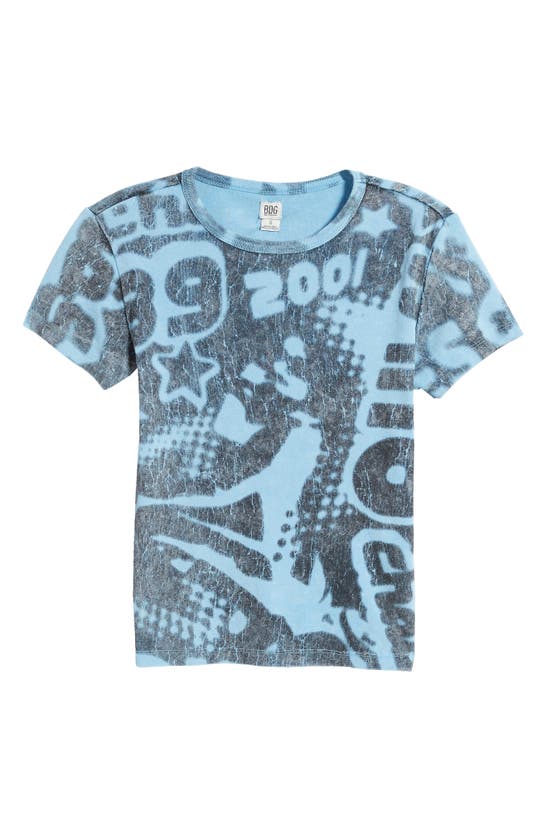 Shop Bdg Urban Outfitters Aughts Allover Print Baby Tee In Bright Blue