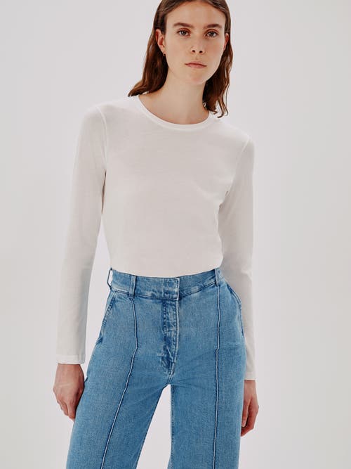 Shop Another Tomorrow Long Sleeve Tee In White