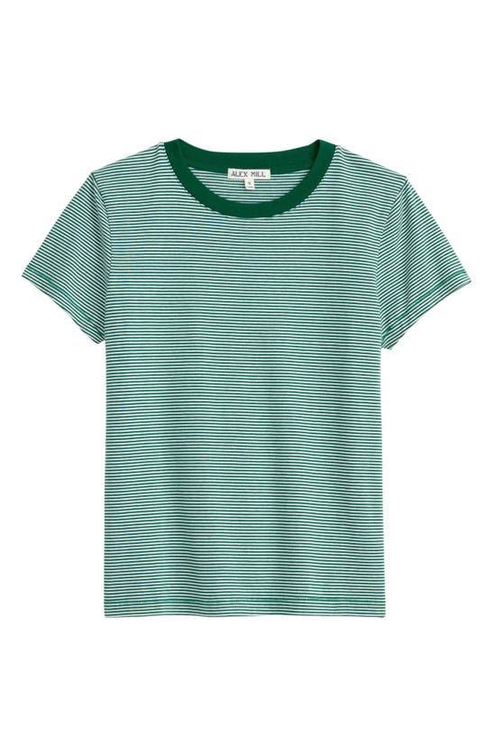 Shop Alex Mill Prospect Stripe Stretch Cotton T-shirt In Green/ White