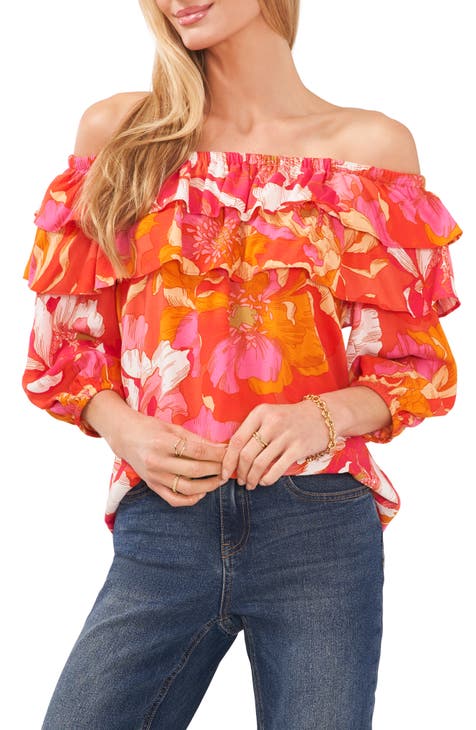 Off the shoulder online orange top