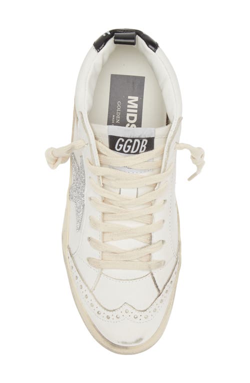 Shop Golden Goose Mid Star Glitter Sneaker In White/gold