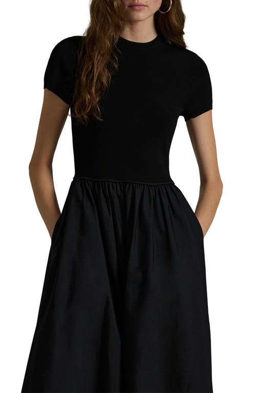 Shop Polo Ralph Lauren Mixed Media Maxi Fit & Flare Dress In Polo Black