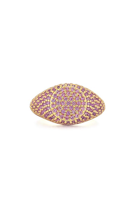 Luv Aj Women's Pave Signet Ring In Gold/ Pink