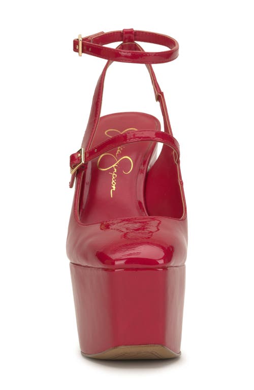 Jessica Simpson Pialley Ankle Strap Platform Pump In Richest Red
