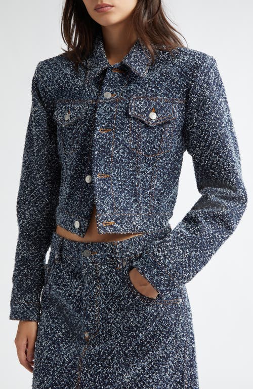 Shop Stella Mccartney Denim Effect Bouclé Crop Jacket In 4224 - Blue Boucle Denim