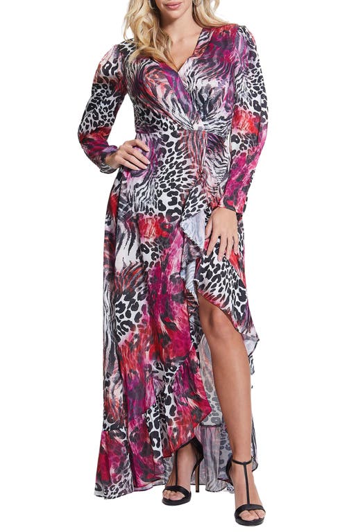GUESS Luana Animal Print Long Sleeve Maxi Dress in Wildcard Print