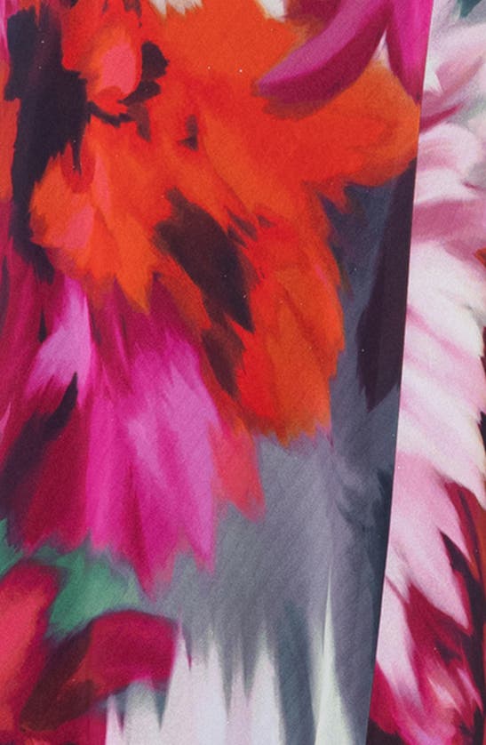 Betsy & Adam Floral Halter Gown In Fuchsia/ Blush