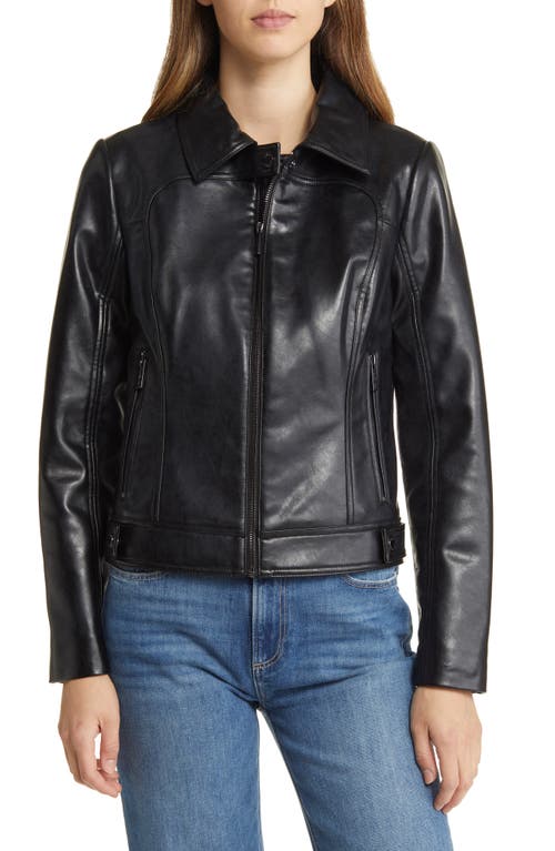 MICHAEL Michael Kors Grazed Faux Leather Jacket in Black