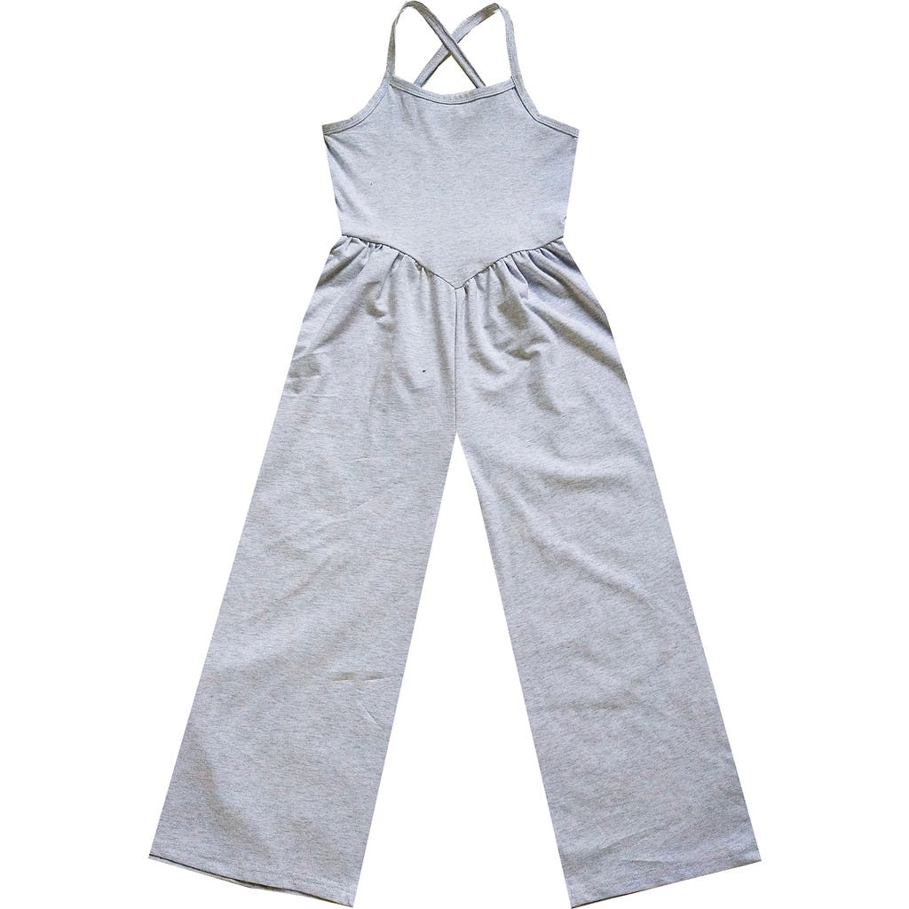 Joe-ella Kids' Wide Leg Knit Jumpsuit In Gray