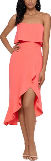 Xscape Crepe Bustier Ruffle Skirt Dress | Nordstrom