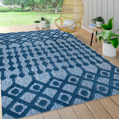 Jonathan Y Peralta Moroccan Diamond Indoor/outdoor Area Rug In Navy