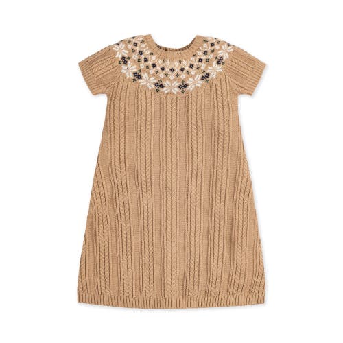 Hope & Henry Girls' Organic Fair Isle Cable Sweater Dress, Toddler In Ivory Fair Isle Cable