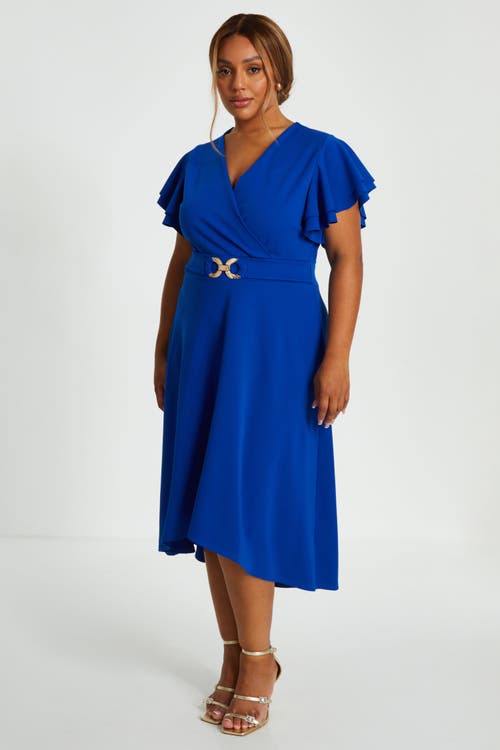 Shop Quiz Plus Size Buckle Dip Hem Dress In Blue