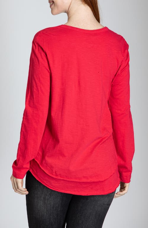 Shop Apny Layered Hem Cotton Slub Top In Red