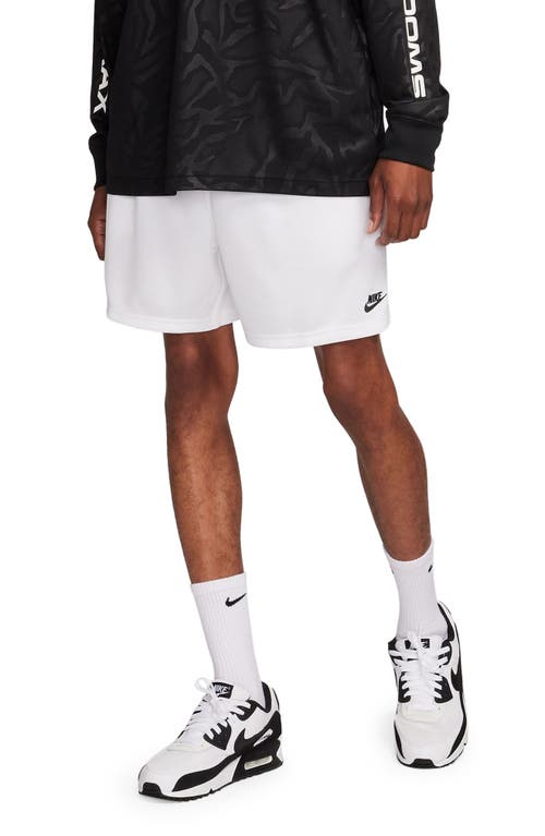 Nike Club Flow Mesh Athletic Shorts In White/black