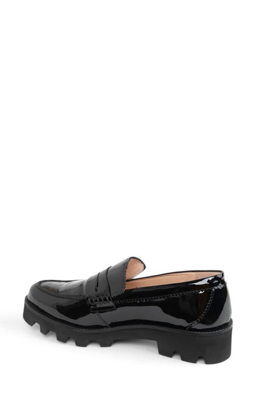 Shop Patricia Green Vince Lug Sole Penny Loafer In Black Patent