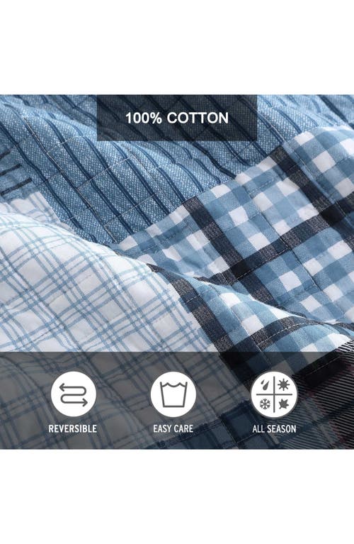 Eddie Bauer Hawthorne Cotton Quilt 3-piece Set In Spring White/blue/purple