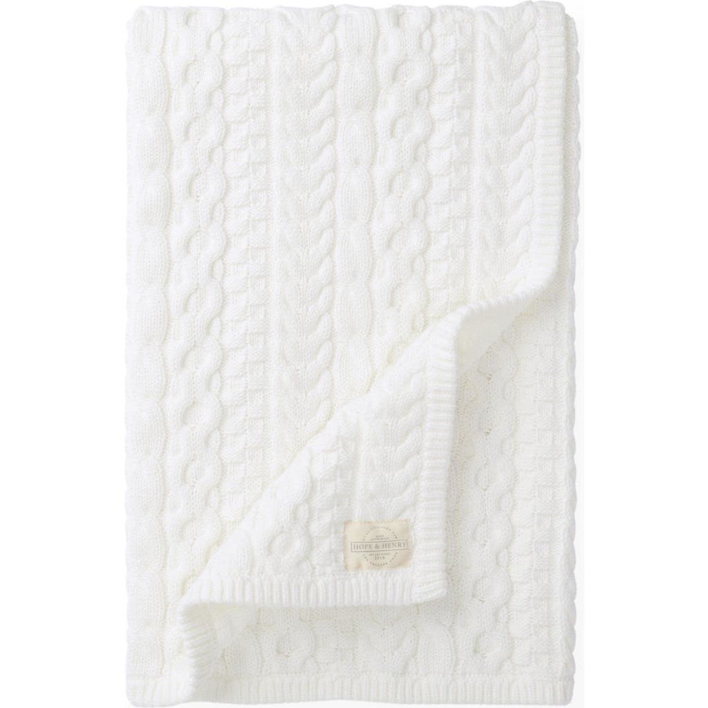 Hope & Henry Baby Cable Knit Blanket, Unisex In White