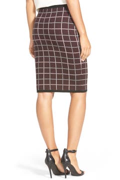 Halogen® Windowpane Check Knit Pencil Skirt (Regular & Petite) | Nordstrom