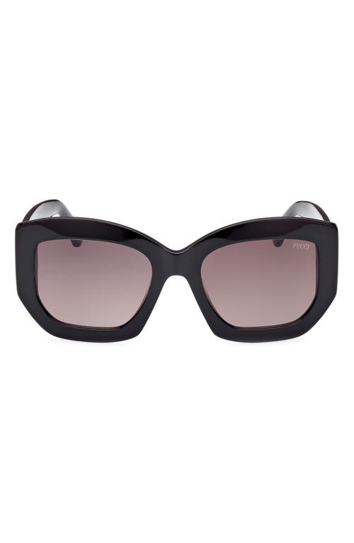 Emilio Pucci 54mm Geometric Sunglasses in Black/Gold /Gradient Smoke 