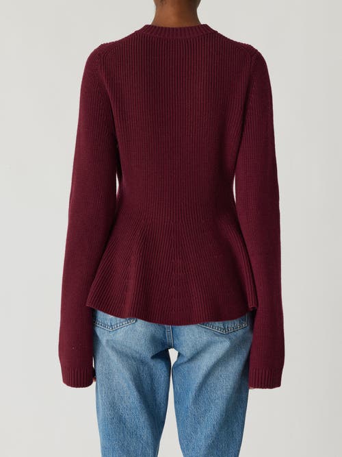 Rebecca Taylor Novelty Wool Peplum Cardi In Plum