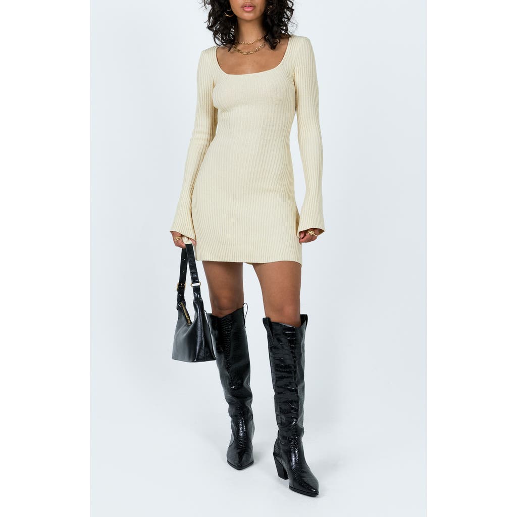 PRINCESS POLLY PRINCESS POLLY BROWNHALL LONG SLEEVE RIB MINIDRESS