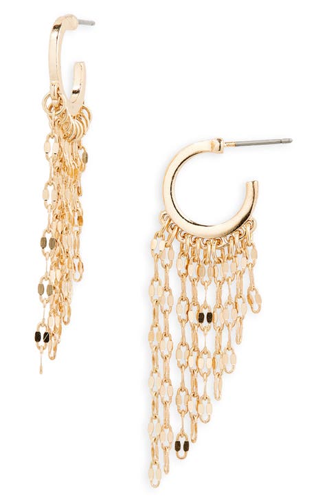 Fringe Huggie Hoop Earrings