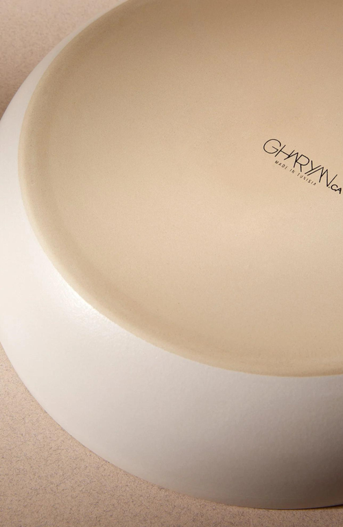 Gharyan Stoneware Shallow Stoneware Serving Bowl In White