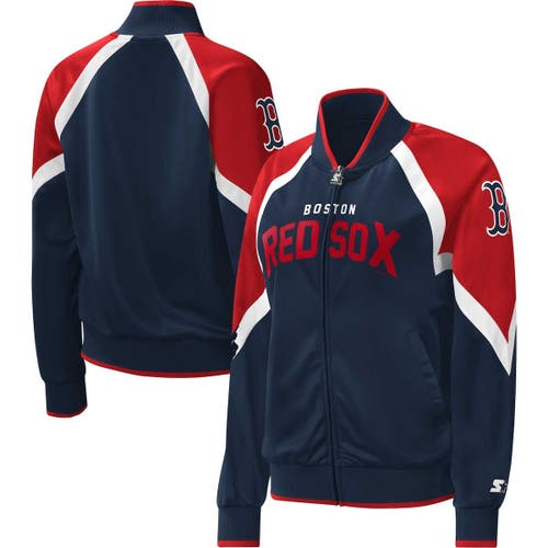 Women's Starter Navy Boston Red Sox Touchdown Raglan Full-Zip Track Jacket