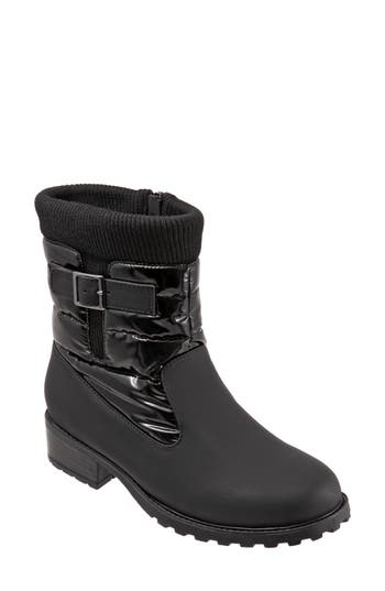 Trotters Berry Weatherproof Mid Boot In Black Rubber/polyester