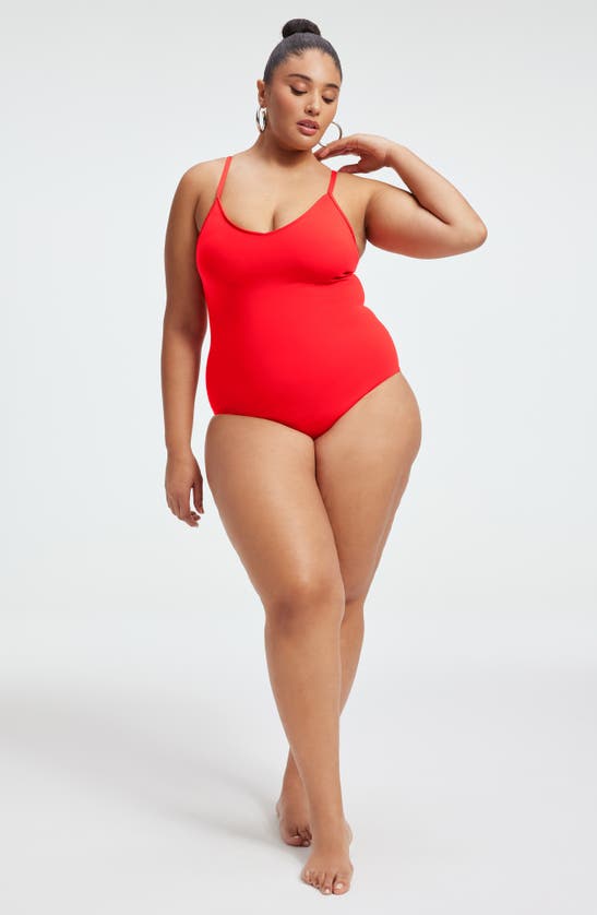 Shop Good American Sculpt One-piece Swimsuit In Bright Poppy 002