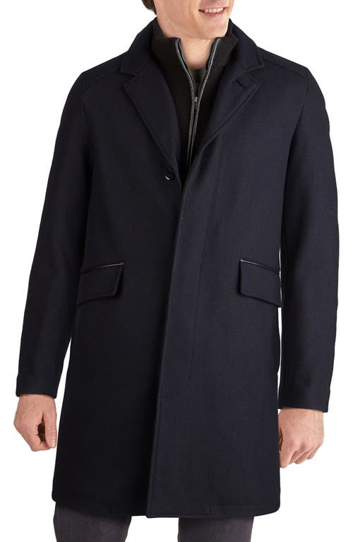 Cole Haan Signature Wool Blend Twill Topcoat in Navy
