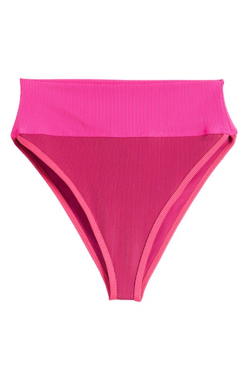 Shop Beach Riot Emmy Colorblock High Waist Bikini Bottoms In Sorbet Red