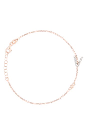 Meshmerise Diamond Initial Bezel Bracelet In Rose-v