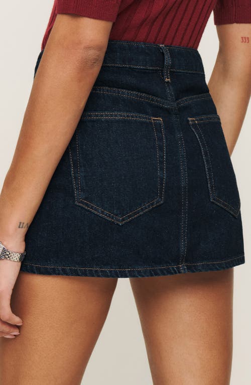 Shop Reformation Hazel Denim Miniskirt In Ondine
