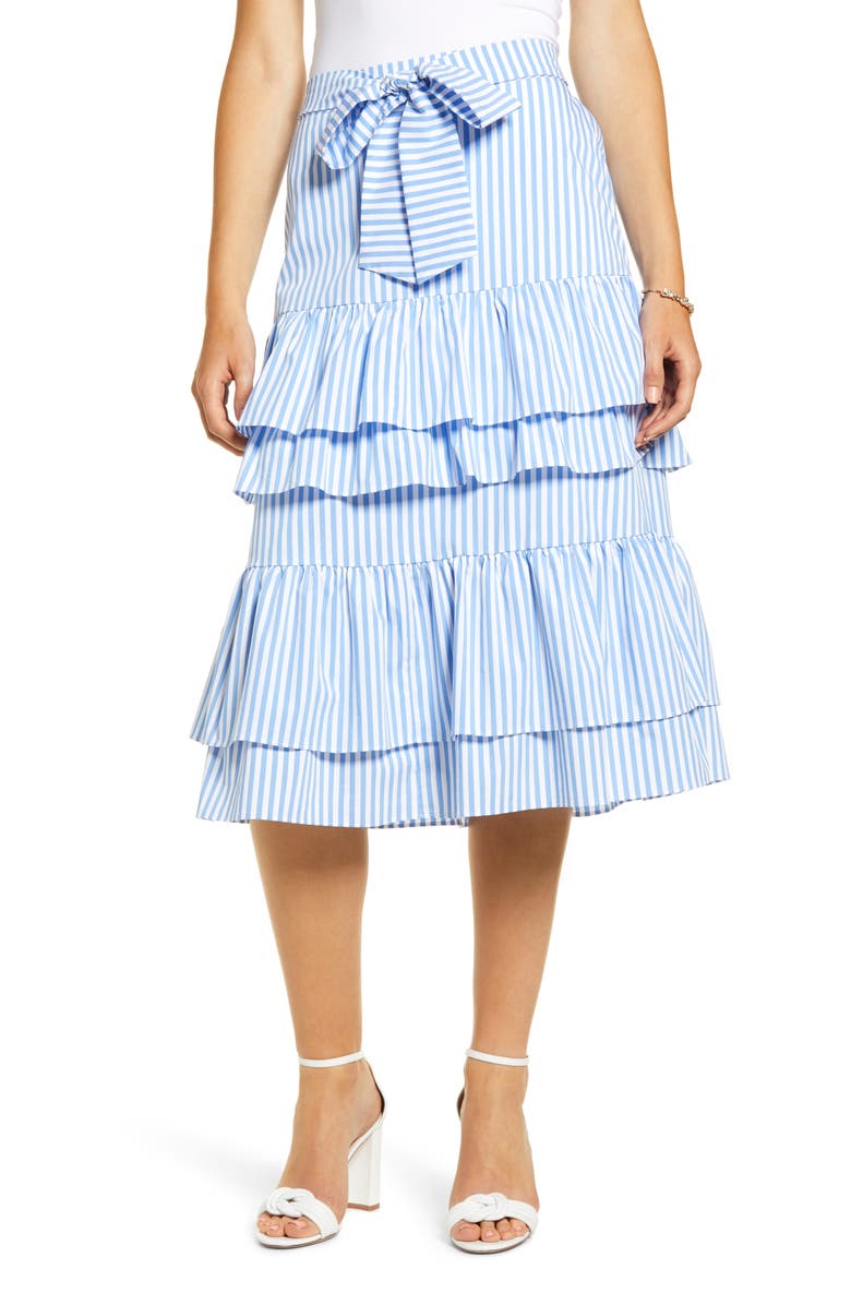 Rachel Parcell Stripe Stretch Cotton Tier Skirt (Nordstrom Exclusive ...