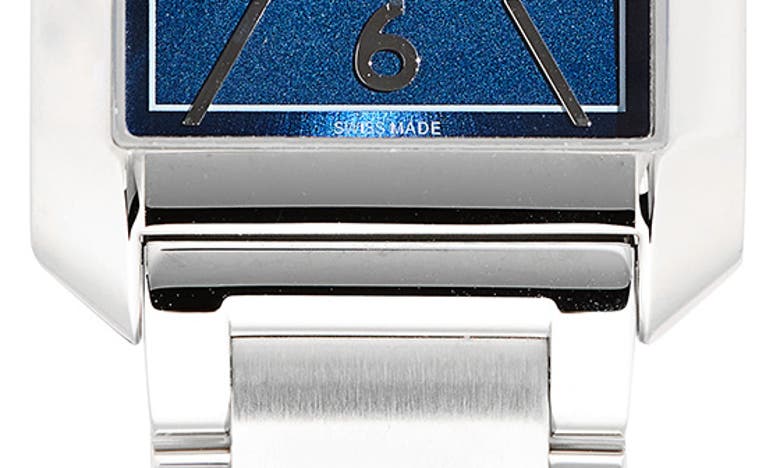 Shop Baume & Mercier Hampton Bracelet Watch, 43mm X 27mm In Silver/ Opaline Blue
