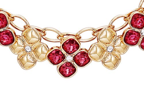 T Tahari Crystal Cluster Statement Necklace In Gold Tone