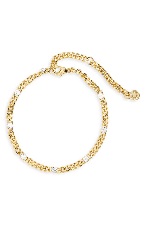 BaubleBar Crystal Station Curb Chain Bracelet in Gold