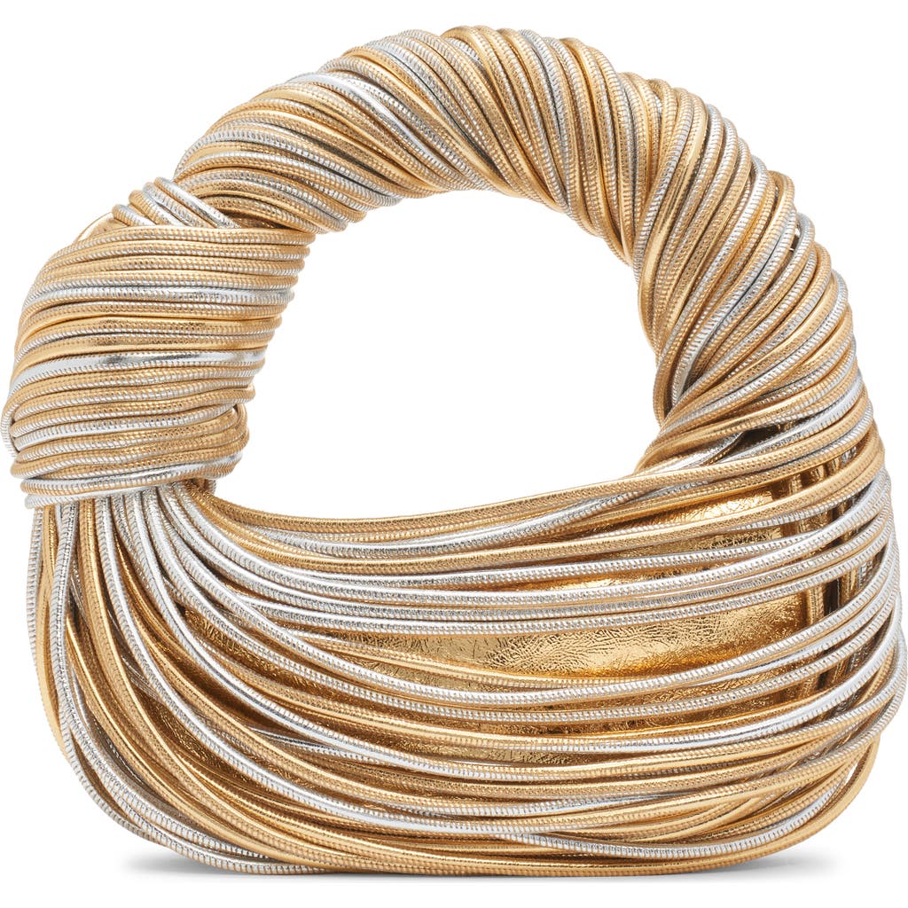 Bottega Veneta Mini Jodie Tube Cord Leather Top Handle Bag In Gold/silver