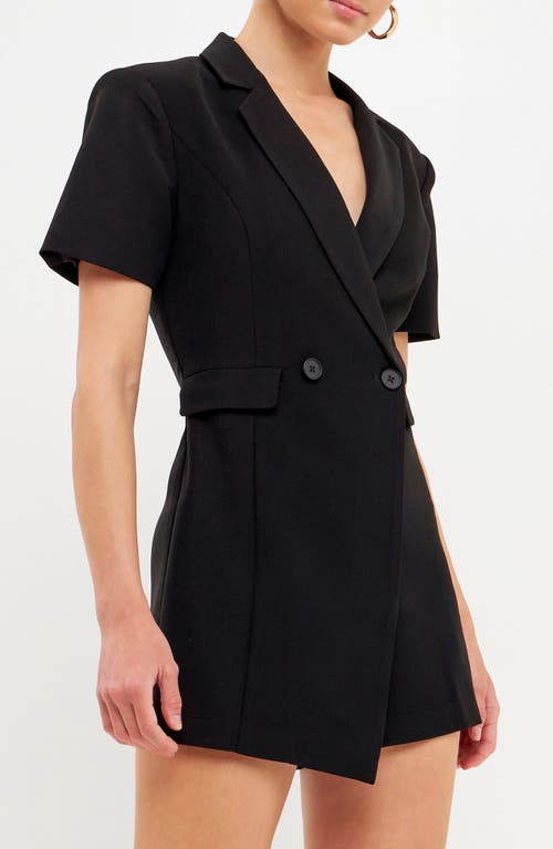 Endless Rose Short Sleeve Blazer Romper In Black