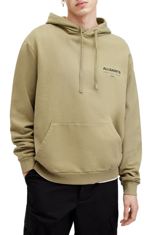 Shop Allsaints Access Cotton Graphic Hoodie In Herb Green