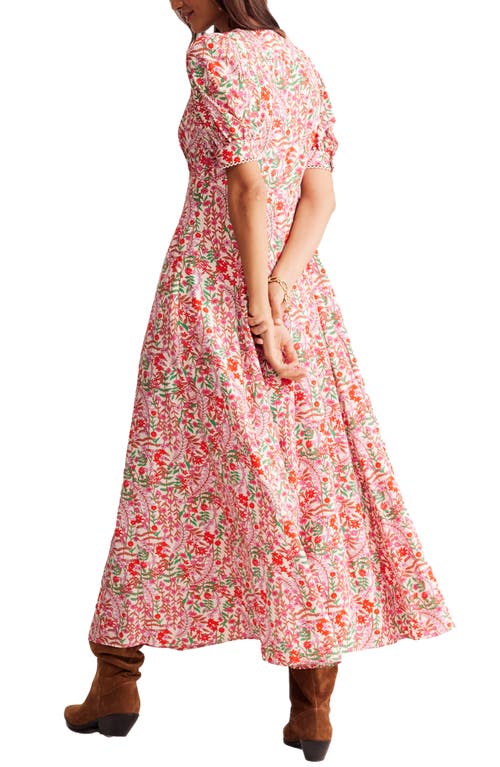 Shop Boden Floral Empire Waist Dress In Pink Multi Foliage Bud