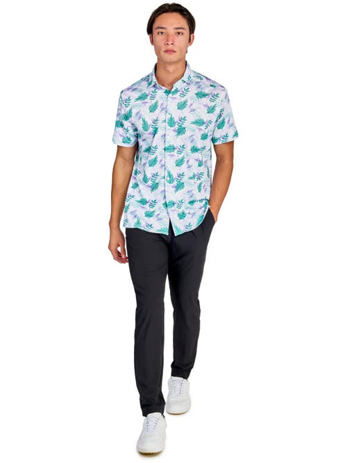 CONSTRUCT CONSTRUCT CHEETAH LEAF PRINT PERFORMANCE BUTTON-DOWN SHIRT 