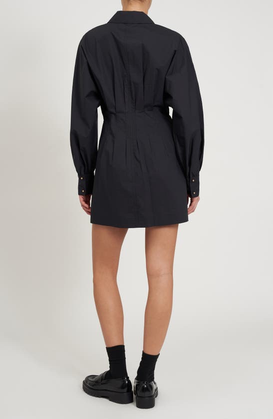 Shop Rebecca Minkoff Joey Pleated Long Sleeve Minidress In True Black