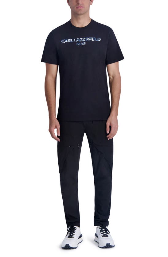 Shop Karl Lagerfeld Paris Camo Logo Cotton Graphic T-shirt In Black