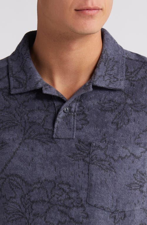 Shop Treasure & Bond Floral Terry Cloth Polo In Navy India Ink Line Floral